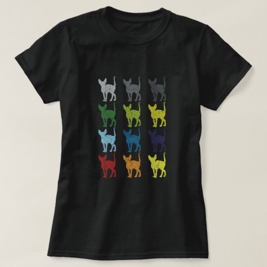 Neon Pop Art Retro Sphynx Cat Pet Gift T-shirt (Design voorkant)