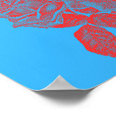 Neon Pop-Art Rozen: Levendig Rode Gravure Poster (Hoek)