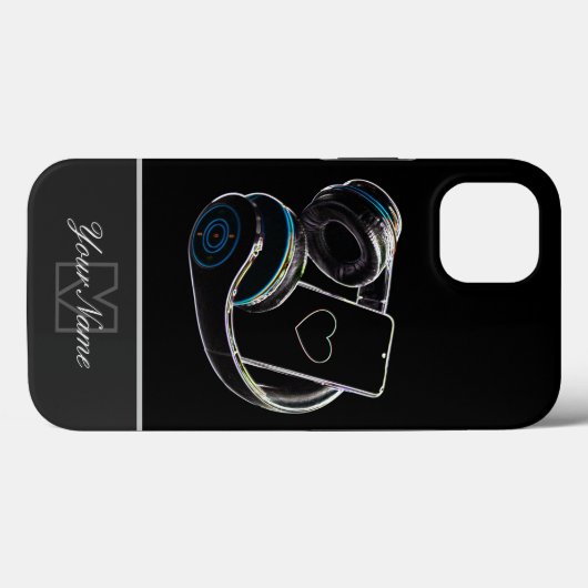 Neon-Pop-Art smartphone headset-hart Monogram! Ca Case-Mate iPhone Case (Achterkant (horizontaal))