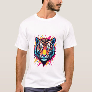 Neon Pop-Art Tiger Design T-shirt