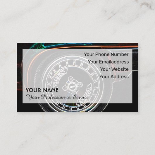 Neon pop-art voor turbotuningexperts visitekaartje (Achterkant)