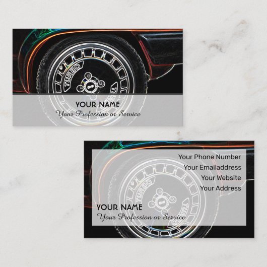 Neon pop-art voor turbotuningexperts visitekaartje (Voorkant / Achterkant)