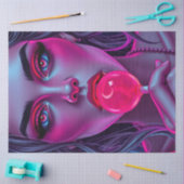 Neon Pop Art Woman Decoupage Paper | Pink Lollipop Tissuepapier (Craft)