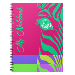 Neon Pop Art Zebra Patroon Glam Notitieboek