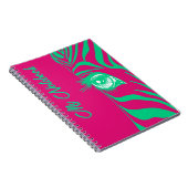 Neon Pop Art Zebra Patroon Glam  Notitieboek (Rechterzijde)