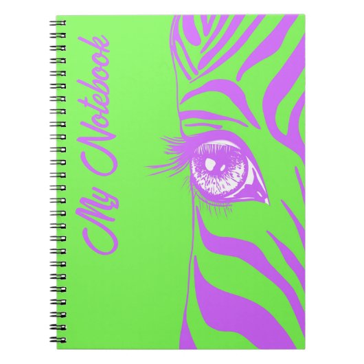 Neon Pop Art Zebra Patroon Glam Notitieboek (Voorkant)