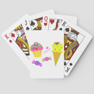 Neon Pop Art Zoete Snoepjes Cupcake en Ijs Pokerkaarten