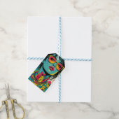 Neon Pop Diva Portrait – Bold & Vibrant Retro Art Cadeaulabel (Met Touw)