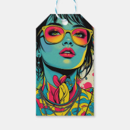 Neon Pop Diva Portrait – Bold & Vibrant Retro Art Cadeaulabel