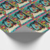 Neon Pop Diva Portrait – Bold & Vibrant Retro Art Cadeaupapier (Hoek)