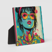 Neon Pop Diva Portrait – Bold & Vibrant Retro Art Fotoplaat (Voorkant)