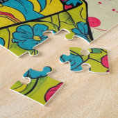 Neon Pop Diva Portrait – Bold & Vibrant Retro Art Legpuzzel (Zijkant)