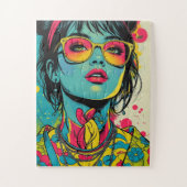 Neon Pop Diva Portrait – Bold & Vibrant Retro Art Legpuzzel (Verticaal)