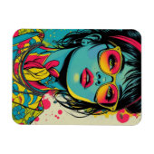 Neon Pop Diva Portrait – Bold & Vibrant Retro Art Magneet (Horizontaal)