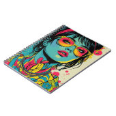 Neon Pop Diva Portrait – Bold & Vibrant Retro Art Notitieboek (Linkerzijde)