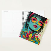 Neon Pop Diva Portrait – Bold & Vibrant Retro Art Planner (Display)