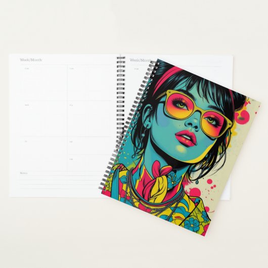 Neon Pop Diva Portrait – Bold & Vibrant Retro Art Planner (Display)