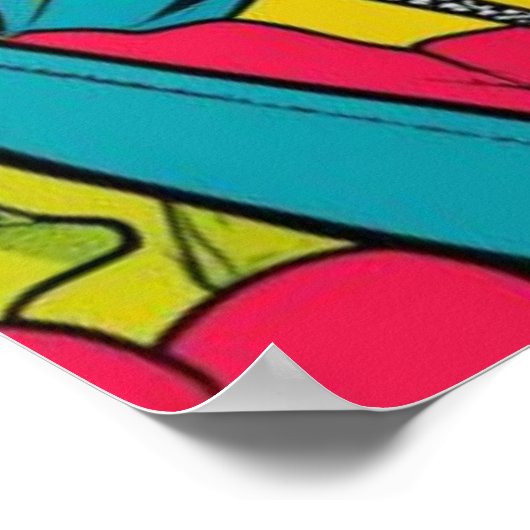 Neon Pop Diva Portrait – Bold & Vibrant Retro Art Poster (Hoek)