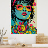 Neon Pop Diva Portrait – Bold & Vibrant Retro Art Poster (Keuken)