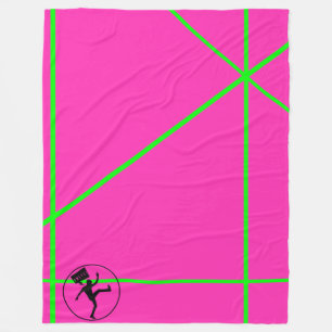 Neon Pop Kleurroze en groene strepen 80s Retro Fleece Deken