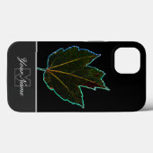Neon-Pop-Kunst blad veins macro met Monogram! Case-Mate iPhone Case (Achterkant (horizontaal))