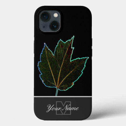 Neon-Pop-Kunst blad veins macro met Monogram! Case-Mate iPhone Case (Achterkant)