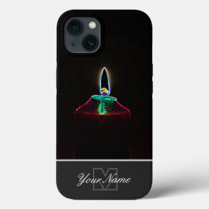 Neon-Pop-Kunst romantisch kaarslicht met Monogram! Case-Mate iPhone Case
