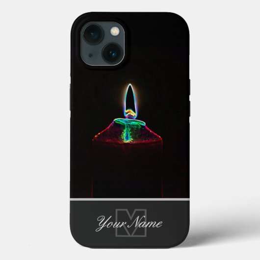 Neon-Pop-Kunst romantisch kaarslicht met Monogram! Case-Mate iPhone Case (Achterkant)