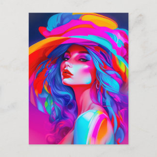 Neon Pop kunstportret Briefkaart