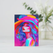 Neon Pop kunstportret Briefkaart (Staand voorkant)