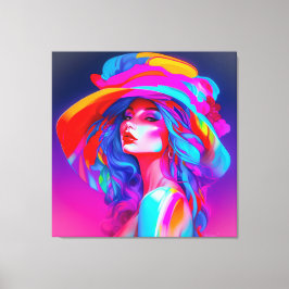 Neon Pop kunstportret Canvas Afdruk