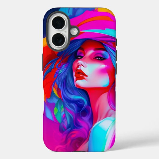 Neon Pop kunstportret Case-Mate iPhone Case (Achterkant)