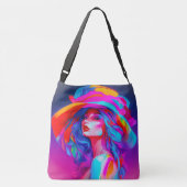 Neon Pop kunstportret Crossbody Tas (Achterkant)