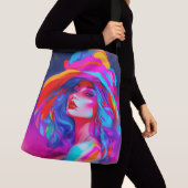 Neon Pop kunstportret Crossbody Tas (Dichtbij)