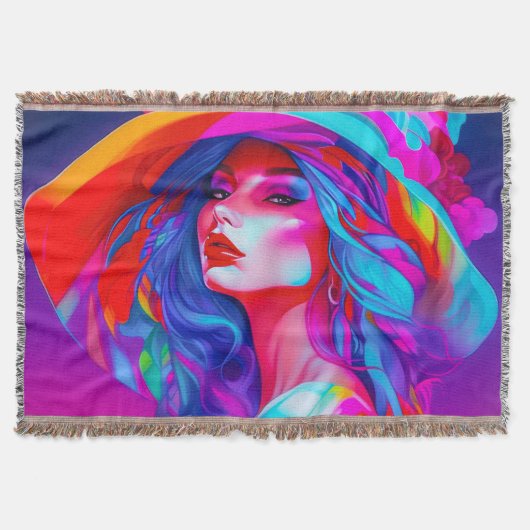 Neon Pop kunstportret Deken (Voorkant)