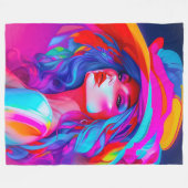 Neon Pop kunstportret Fleece Deken (Voorkant (Horizontaal))