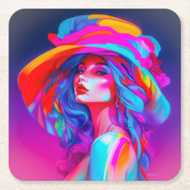 Neon Pop kunstportret Kartonnen Onderzetters