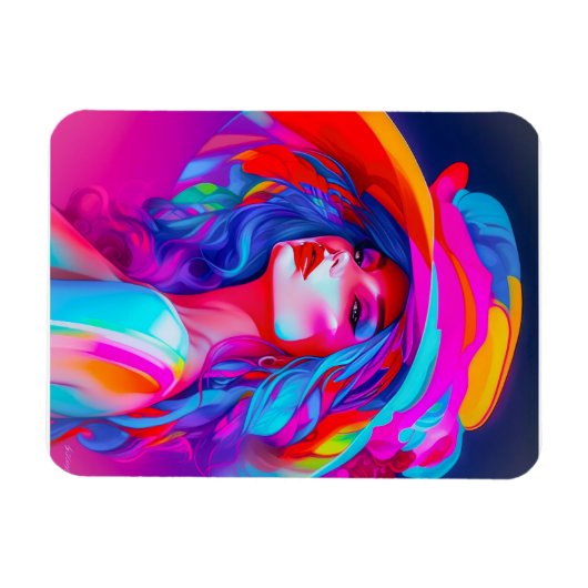 Neon Pop kunstportret Magneet (Horizontaal)