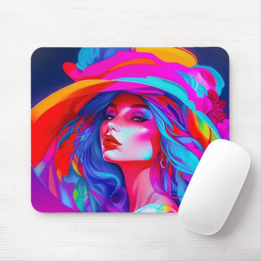 Neon Pop kunstportret Muismat (Met muis)