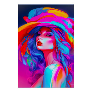 Neon Pop kunstportret Perfect Poster