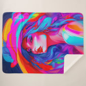 Neon Pop kunstportret Sherpa Deken (Voorkant (horizontaal))