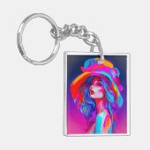 Neon Pop kunstportret Sleutelhanger (Voorkant Links)