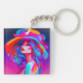 Neon Pop kunstportret Sleutelhanger (Achterkant)