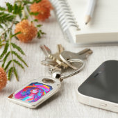 Neon Pop kunstportret Sleutelhanger (Zijkant)