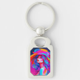 Neon Pop kunstportret Sleutelhanger