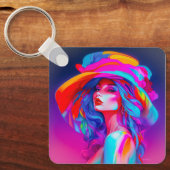 Neon Pop kunstportret Sleutelhanger (Voorkant)