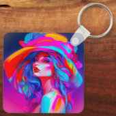 Neon Pop kunstportret Sleutelhanger (Achterkant)