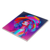 Neon Pop kunstportret Tegeltje (Zijkant)