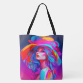 Neon Pop kunstportret Tote Bag (Achterkant)