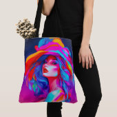 Neon Pop kunstportret Tote Bag (Dichtbij)